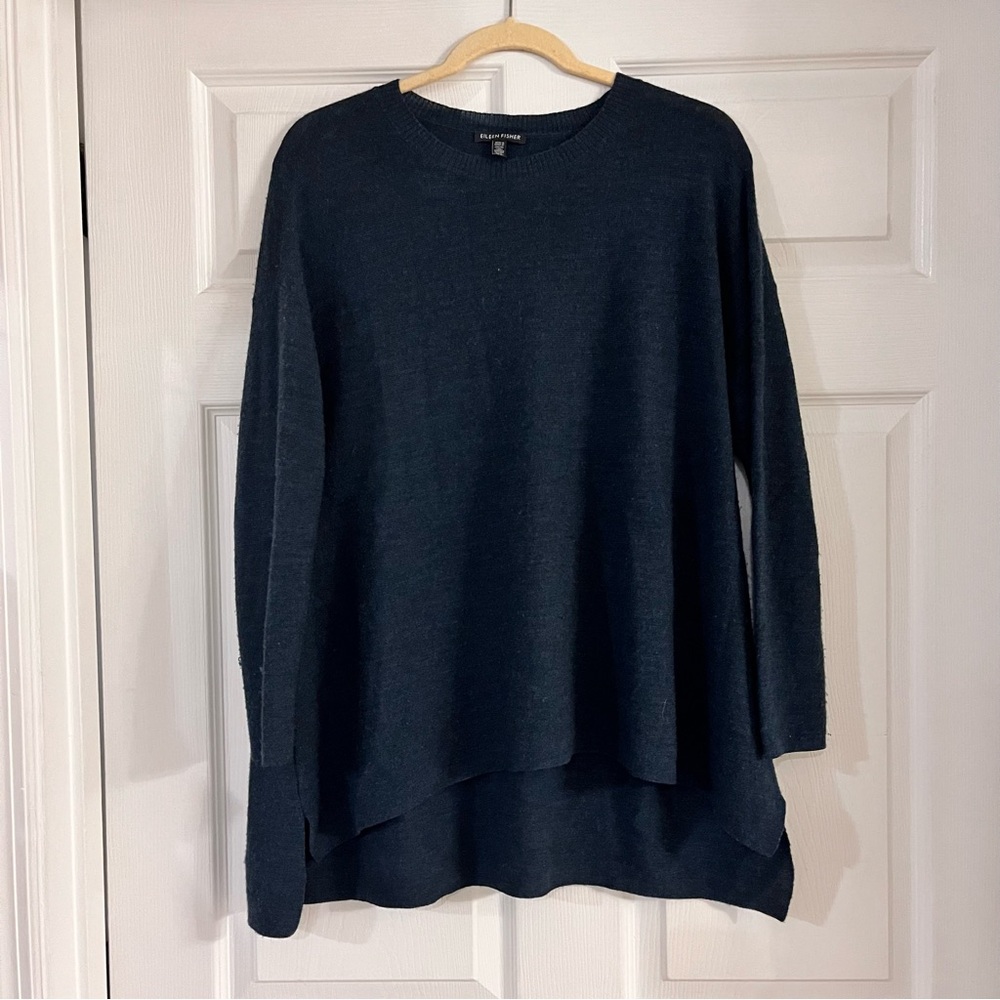 Eileen Fisher merino wool oversized dark‎ teal women’s pullover sweater small